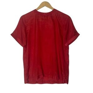 Maurada Women's Red Silk Short Sleeve Blouse Size S Casual